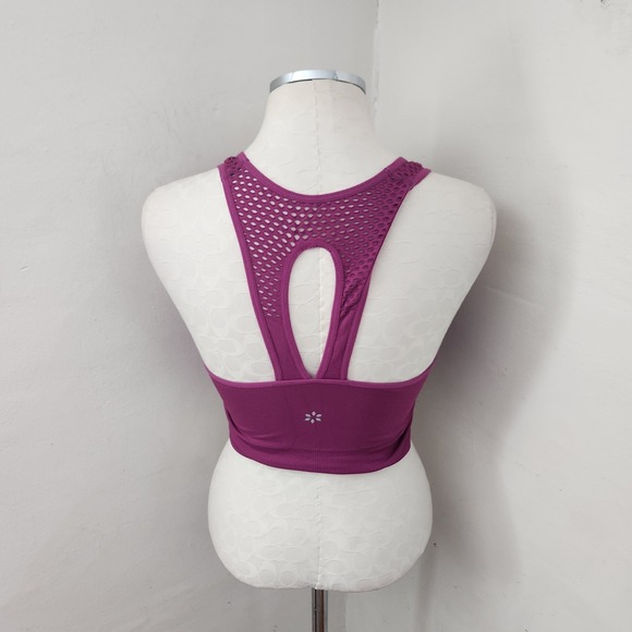 NINE WEST ACTIVE Women's Sports Bra Purple Mesh Detail Racerback Size S/M - Picture 2 of 4